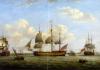 HMS Maria Anna, Earl of Chatham and Achilles off a coastal town
